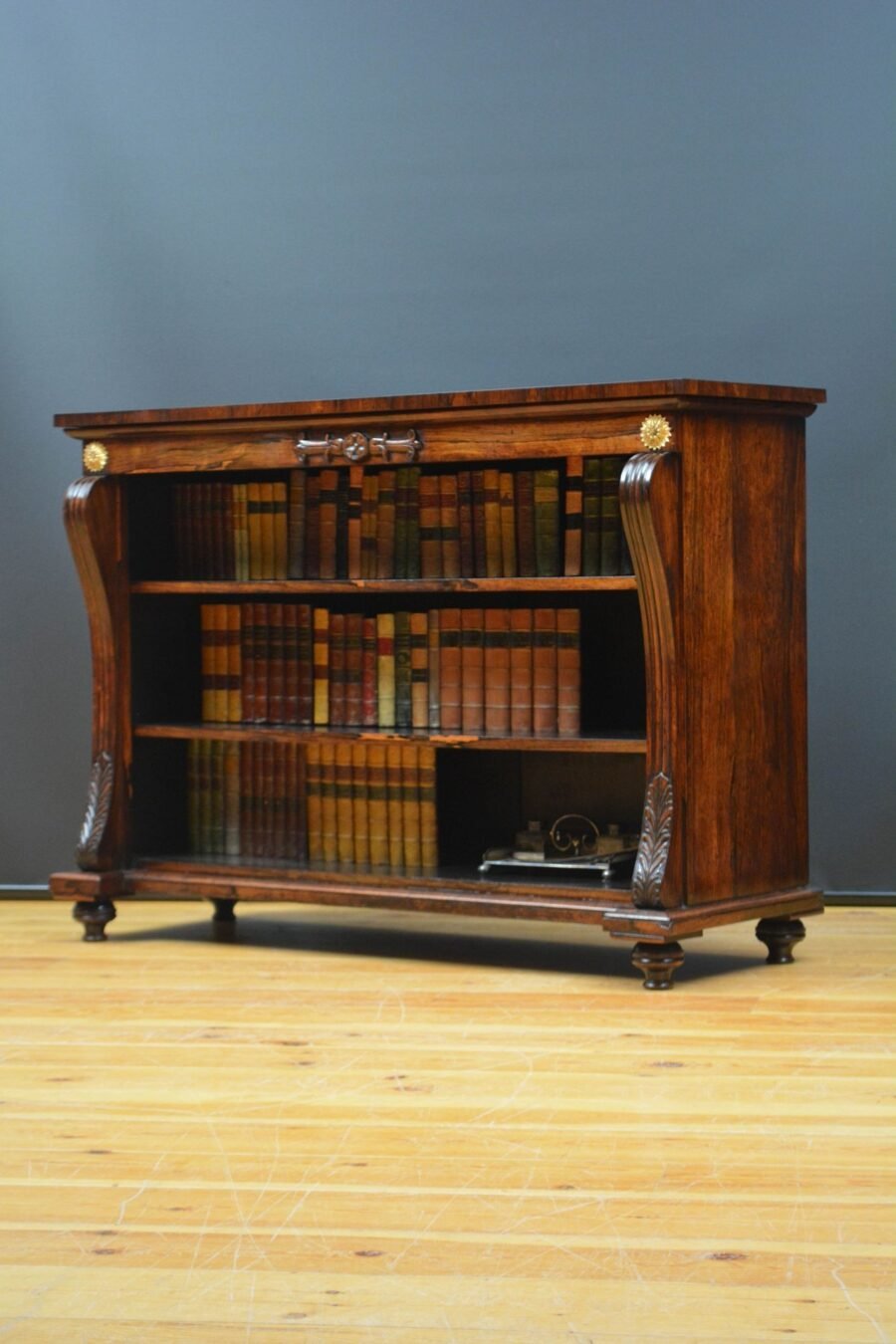 English Regency Low Open Bookcase in Rosewood