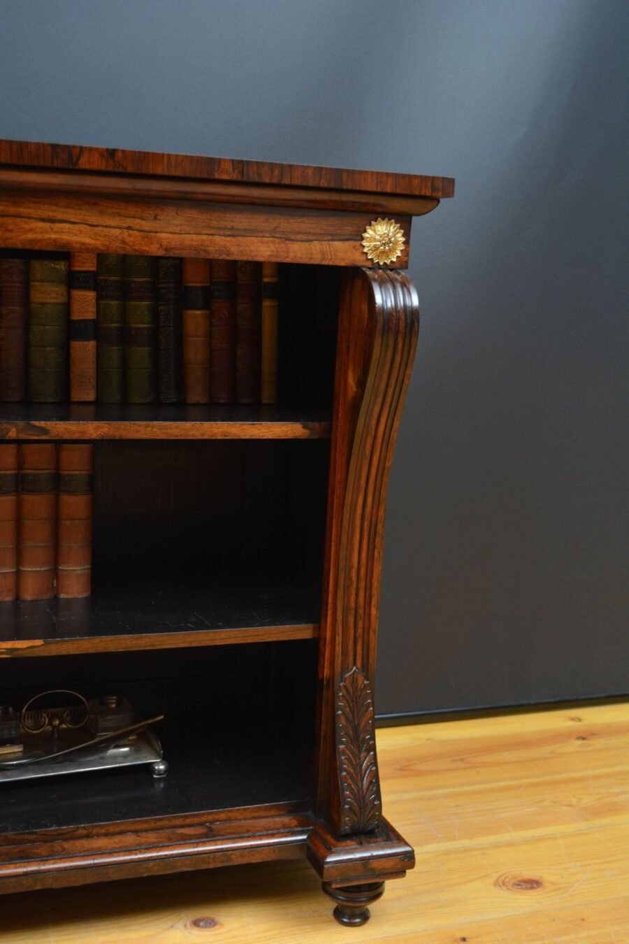 English Regency Low Open Bookcase in Rosewood - Image 13