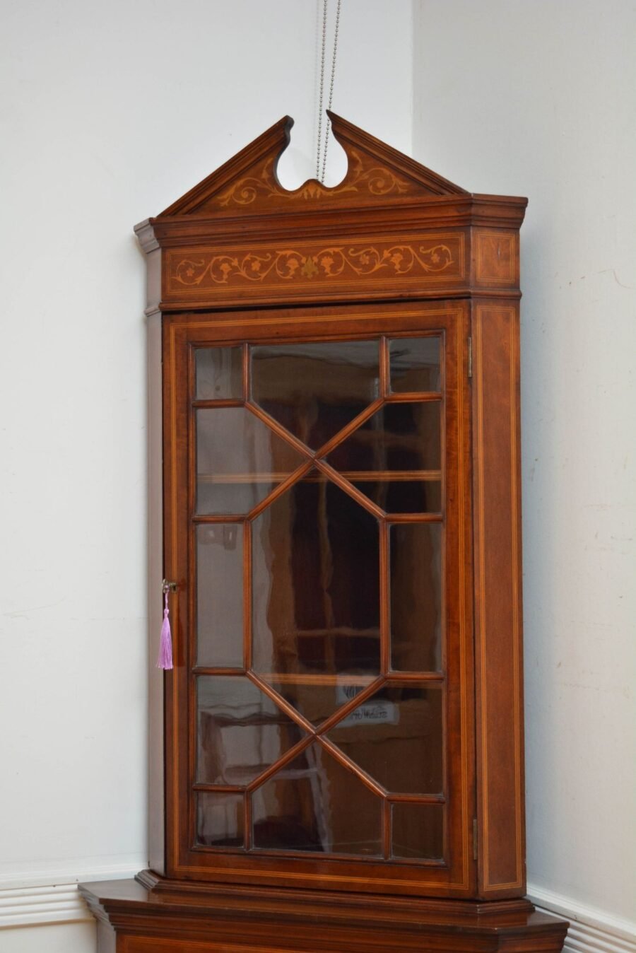 Edwardian Floor Standing Inlaid Corner Cupboard - Image 3