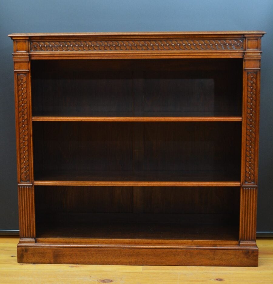 Victorian Solid Walnut Open Fronted Bookcase - Image 3