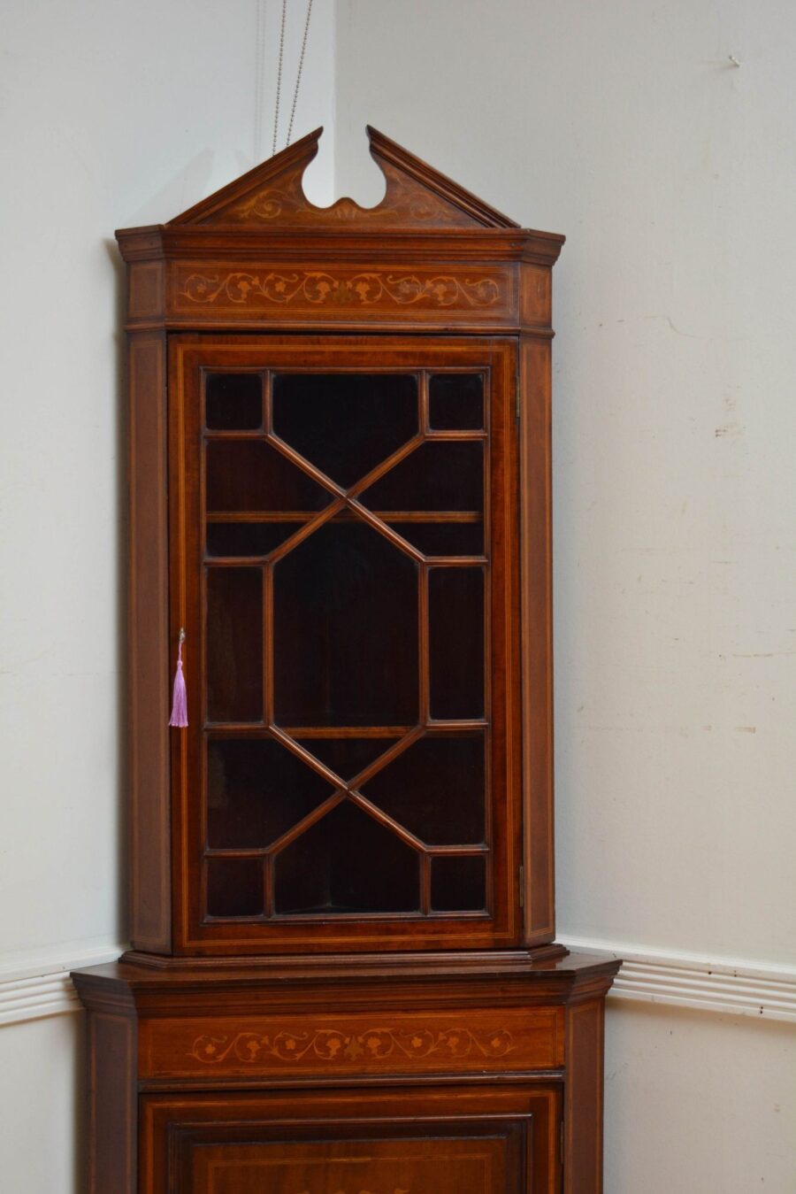 Edwardian Floor Standing Inlaid Corner Cupboard - Image 4