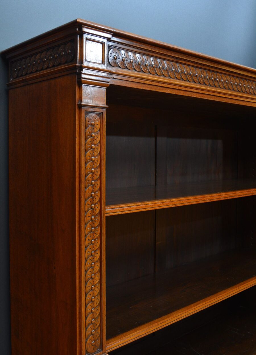 Victorian Solid Walnut Open Fronted Bookcase - Image 4