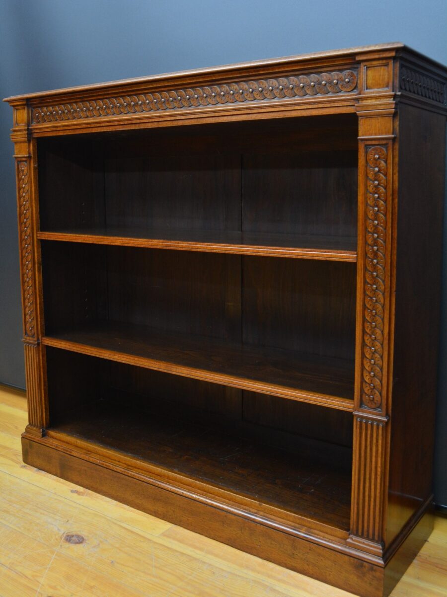 Victorian Solid Walnut Open Fronted Bookcase - Image 5