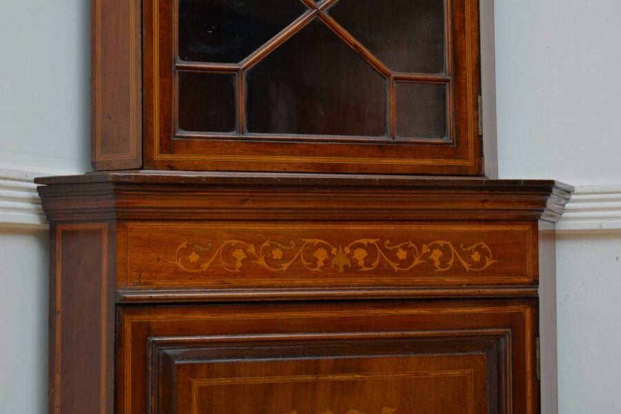 Edwardian Floor Standing Inlaid Corner Cupboard - Image 8