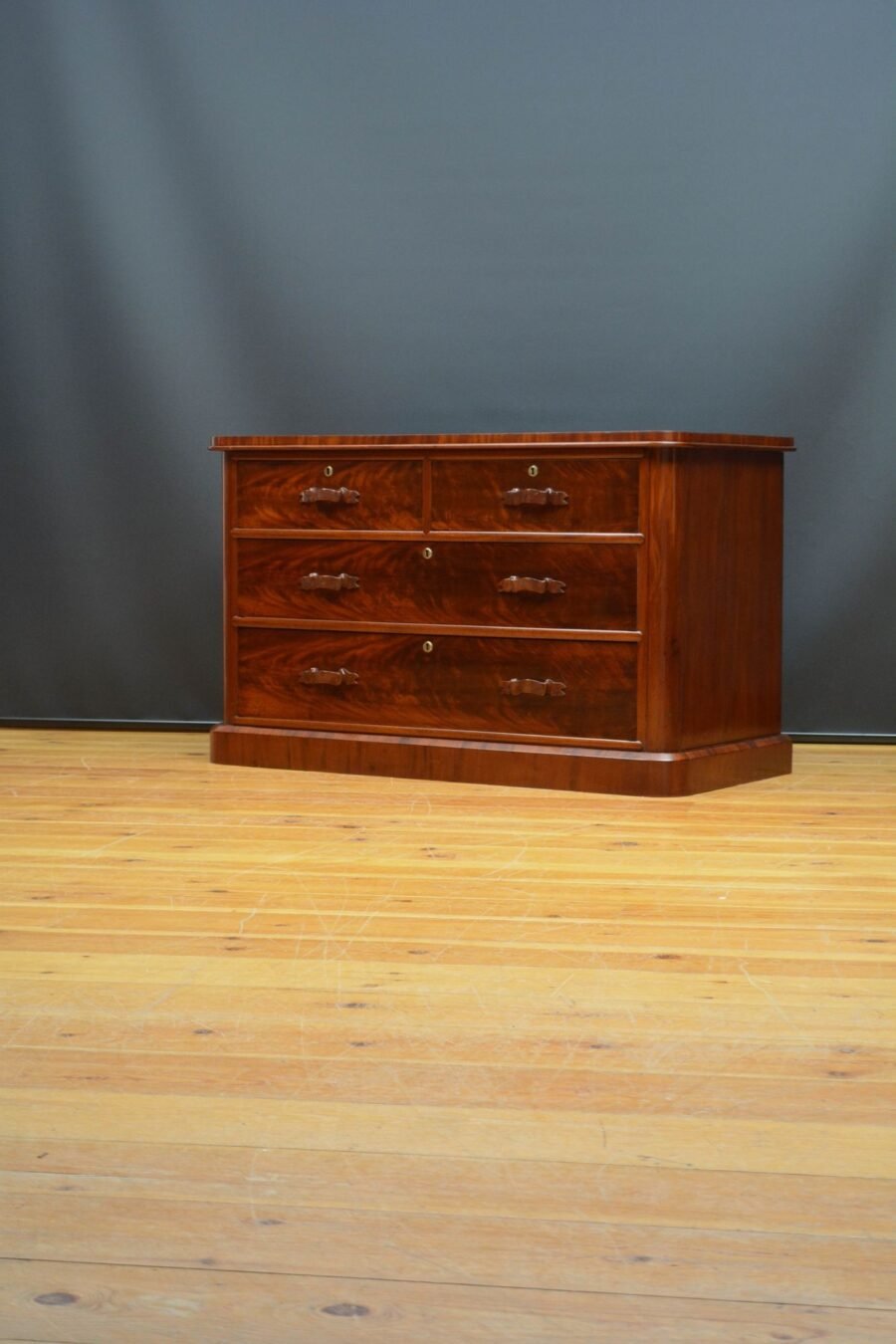 Low Victorian Mahogany Chest Of Drawers H75cm - Image 2