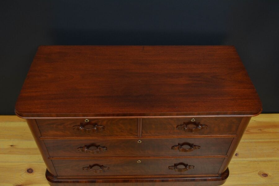 Low Victorian Mahogany Chest Of Drawers H75cm - Image 3