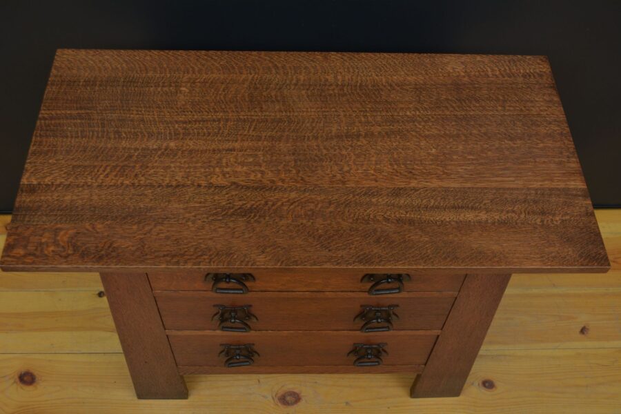 Liberty Style Arts and Crafts Oak Chest of Drawers - Image 7