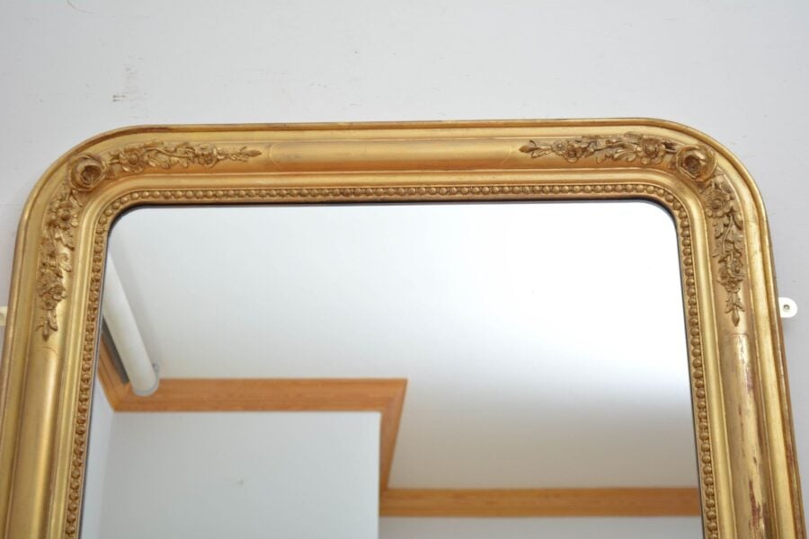 French XIXth Century Gilded Pier Mirror H155cm - Image 7