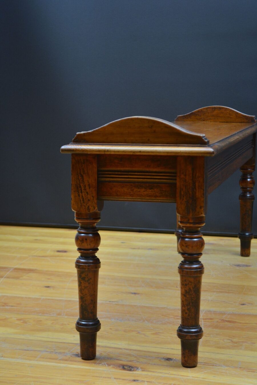 Long English Victorian Solid Walnut Hall Bench - Image 11