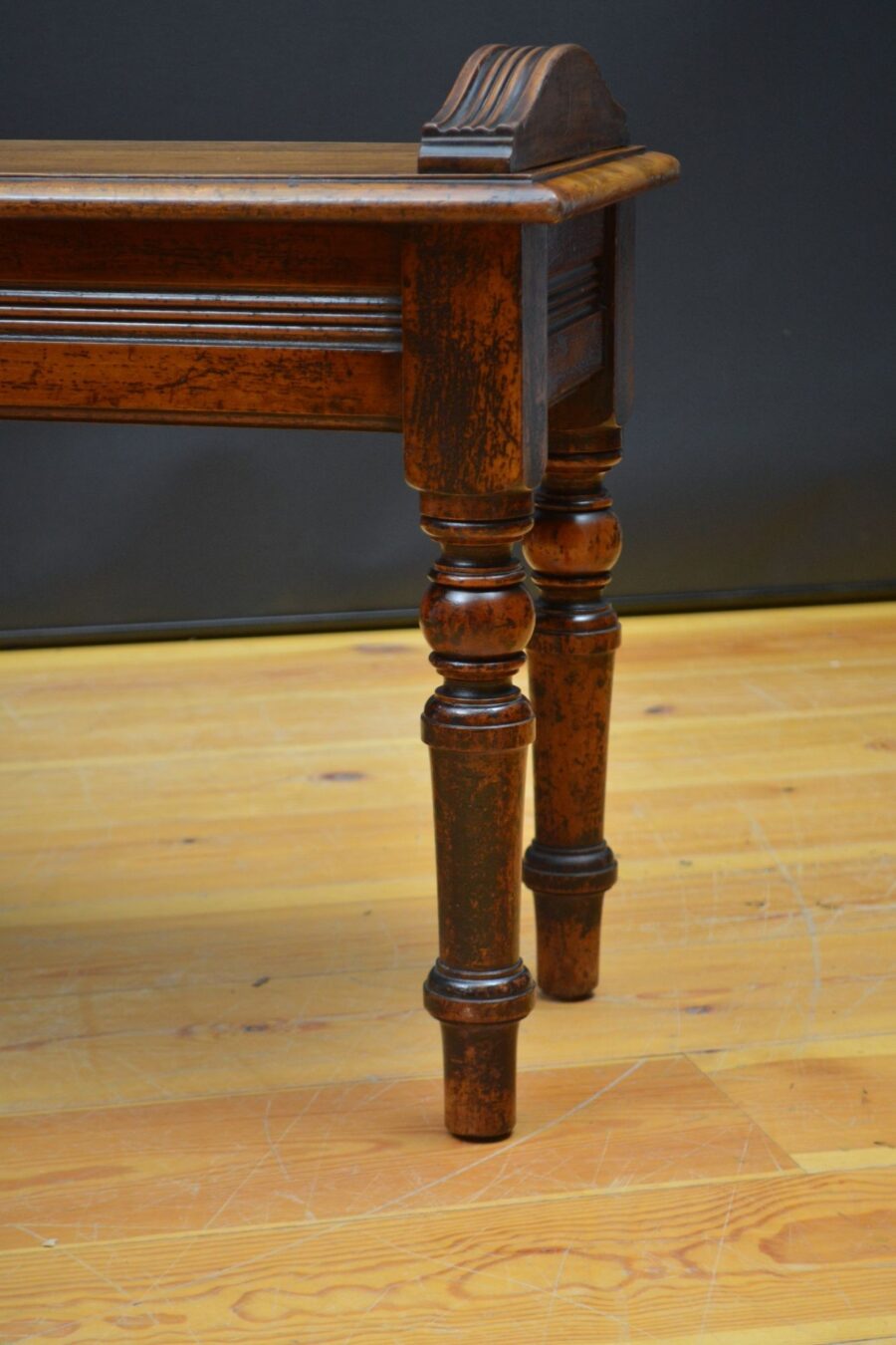 Long English Victorian Solid Walnut Hall Bench - Image 14