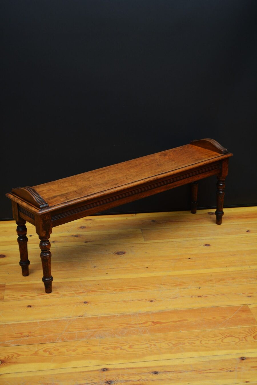 Long English Victorian Solid Walnut Hall Bench - Image 2