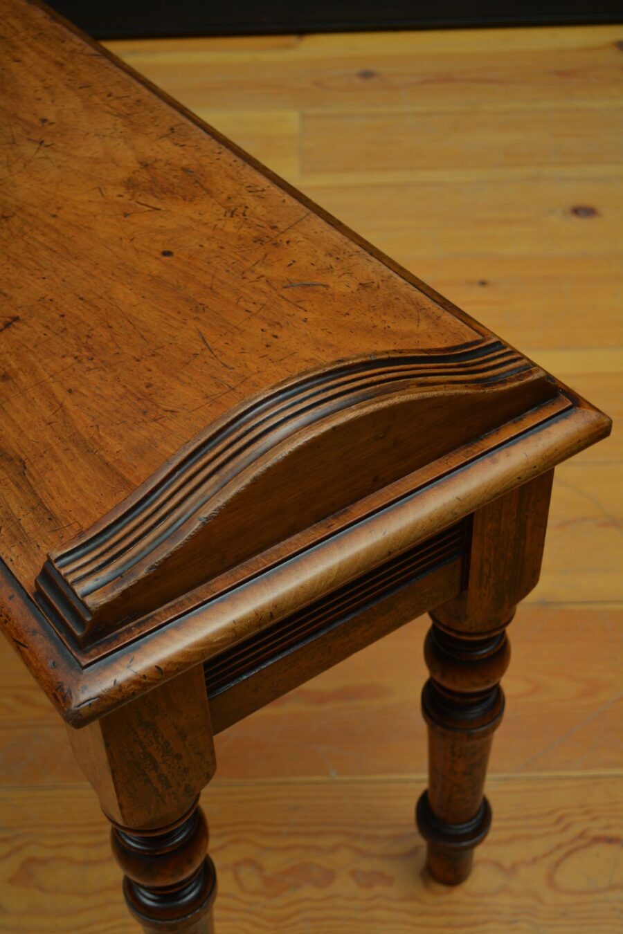 Long English Victorian Solid Walnut Hall Bench - Image 5