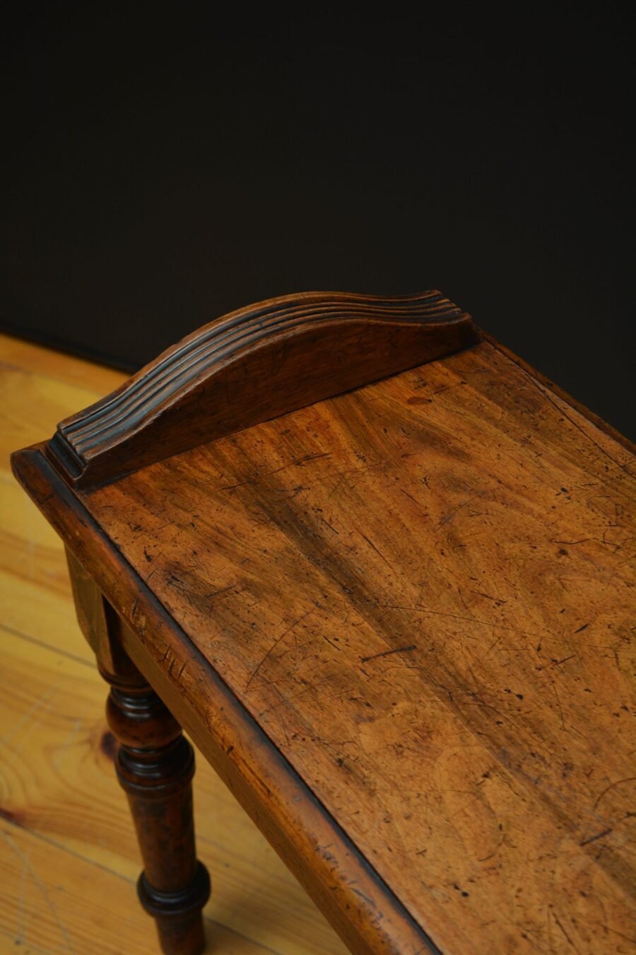 Long English Victorian Solid Walnut Hall Bench - Image 6