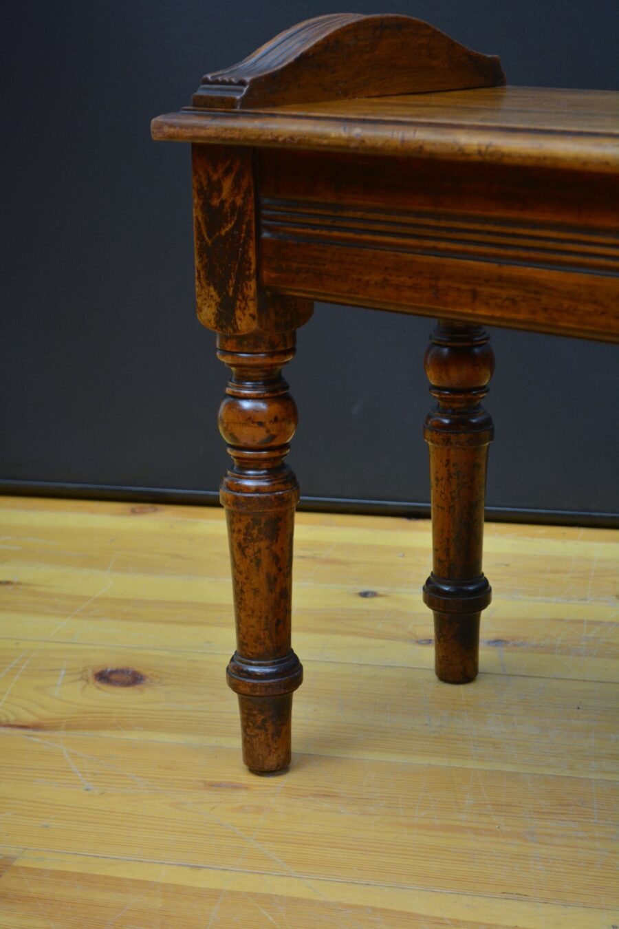 Long English Victorian Solid Walnut Hall Bench - Image 7