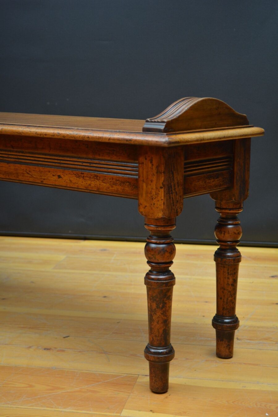 Long English Victorian Solid Walnut Hall Bench - Image 10